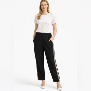 Babaton Aritzia Black Side Stripe Pull-On Pants Size 8 Elastic Waist